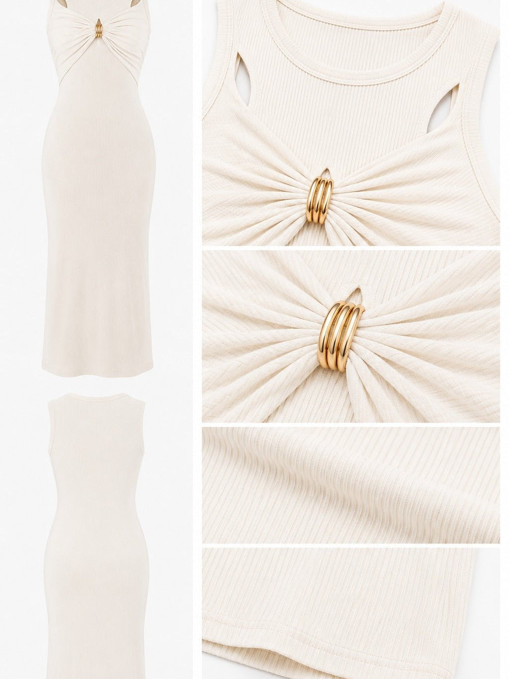 Ladies Cream Sleeveless Twist Front Maxi Dress - StylePhase SA