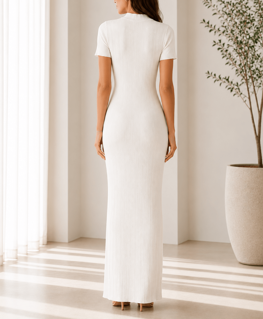 Ladies Cream Textured Maxi Dress - StylePhase SA
