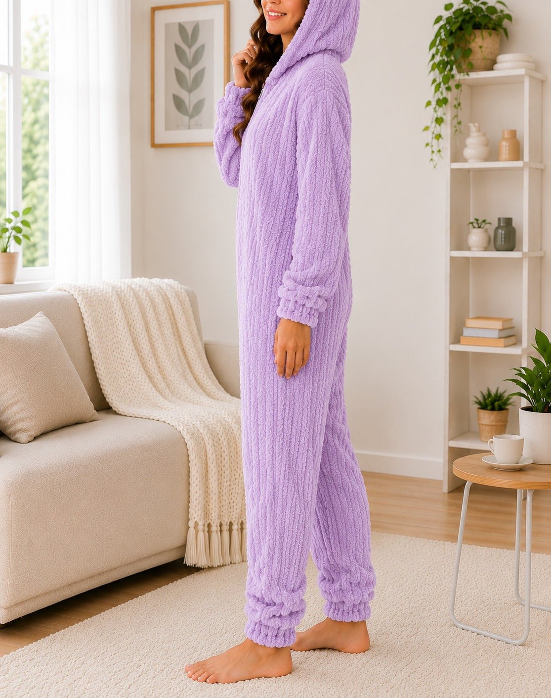 Ladies Cuffed Lilac Plush Onesie - StylePhase SA