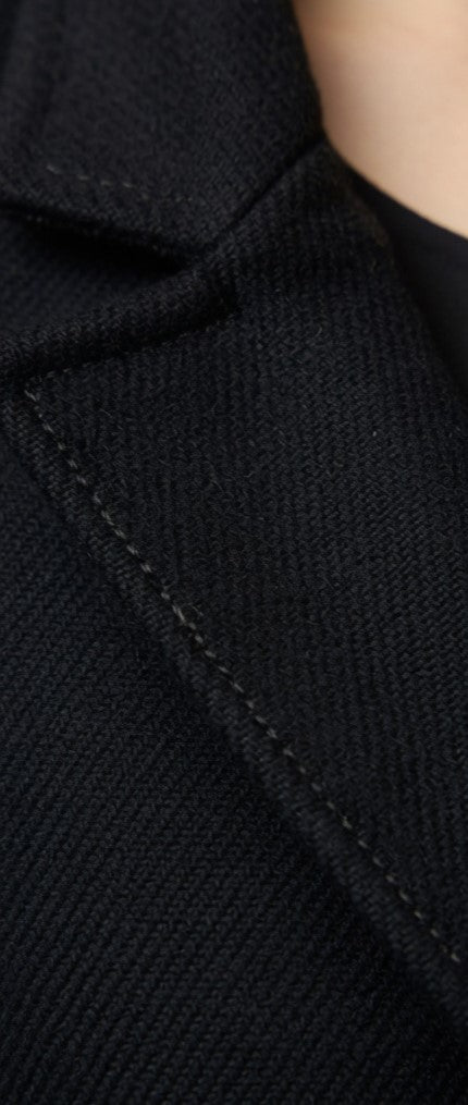 Ladies Double Breast Black Melton Coat - StylePhase SA
