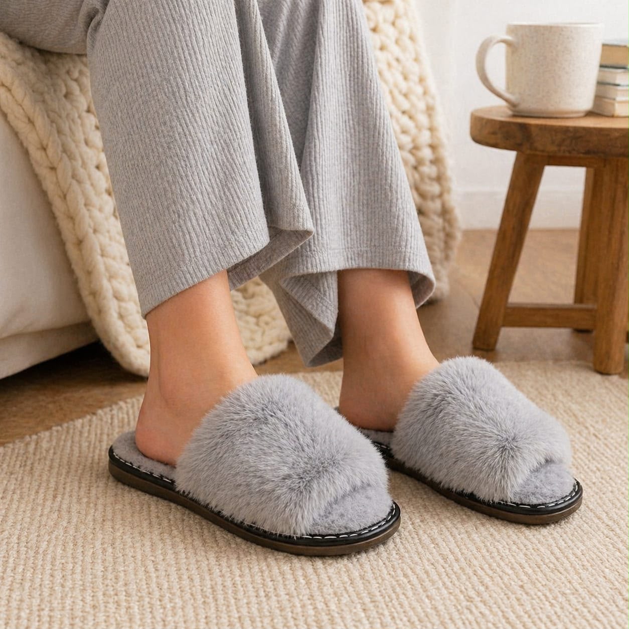 Ladies Faux Fur Slippers - StylePhase SA