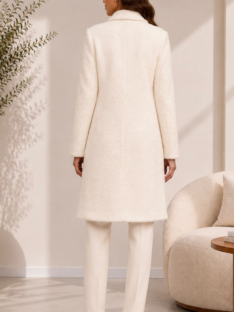 Ladies Fleece Cream Print Open Coat - StylePhase SA