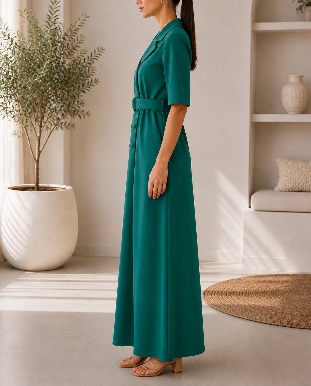 Ladies Green New Feeling Double Breast Dress - StylePhase SA