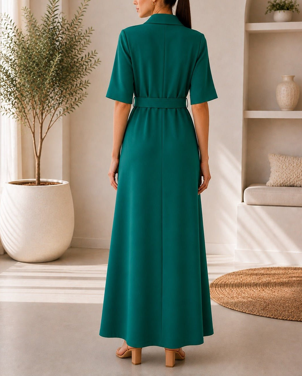 Ladies Green New Feeling Double Breast Dress - StylePhase SA