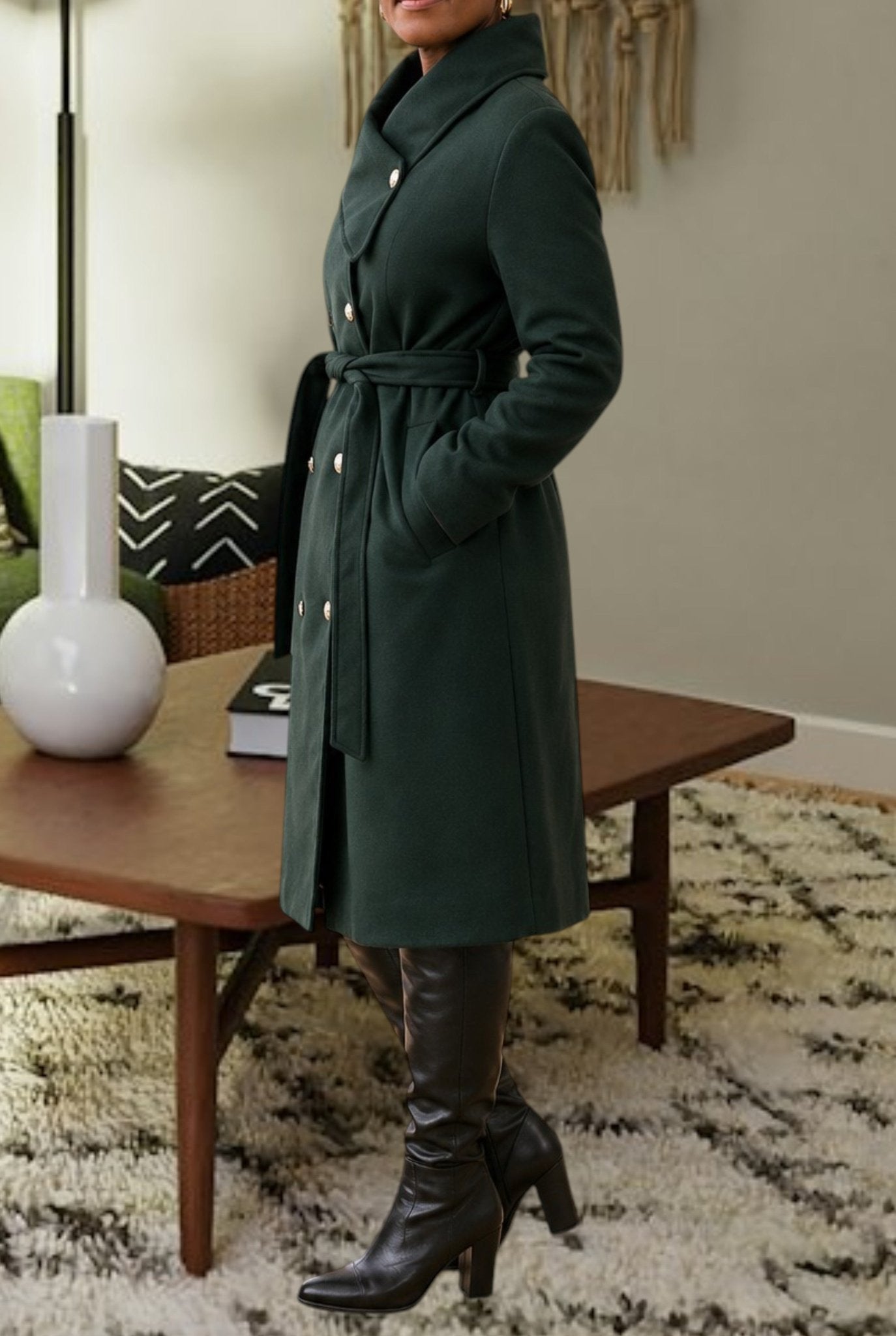 Ladies Green Side Collar Coat - StylePhase SA