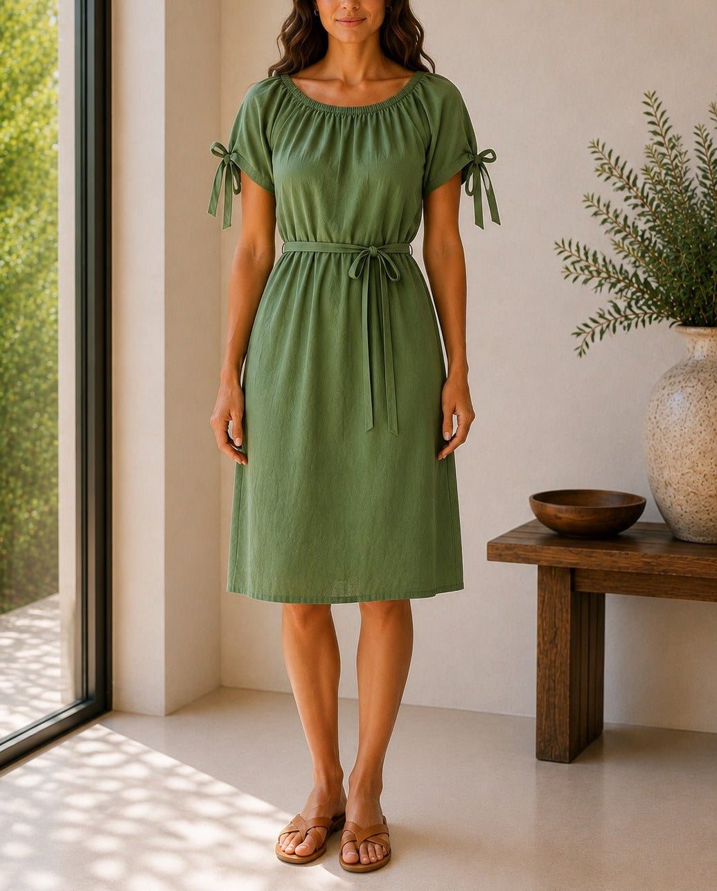 Ladies Green Tunic Tie Dress - StylePhase SA