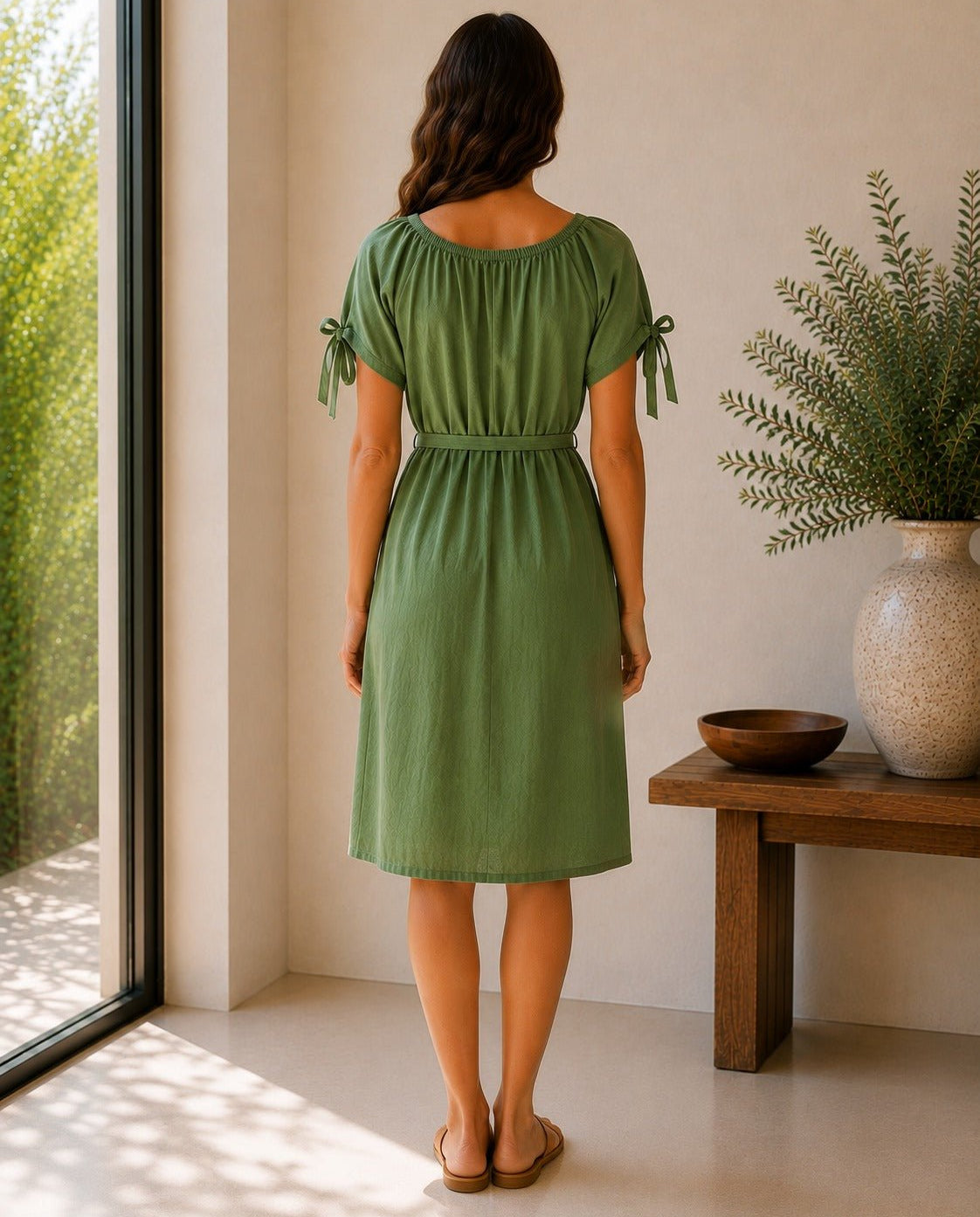 Ladies Green Tunic Tie Dress - StylePhase SA