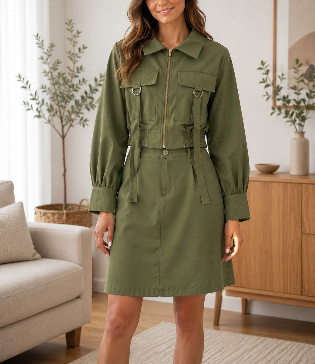 Ladies Green Zip Two Piece Set – StylePhase SA