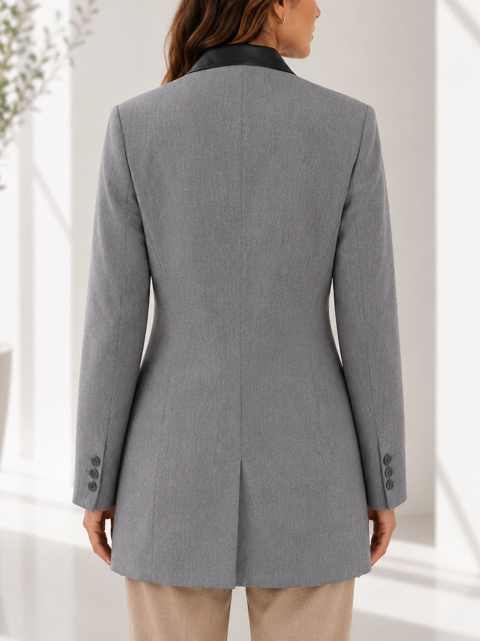 Ladies Grey And Black Collar Blazer - StylePhase SA