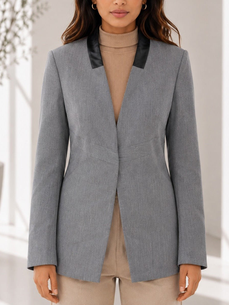 Ladies Grey And Black Collar Blazer - StylePhase SA