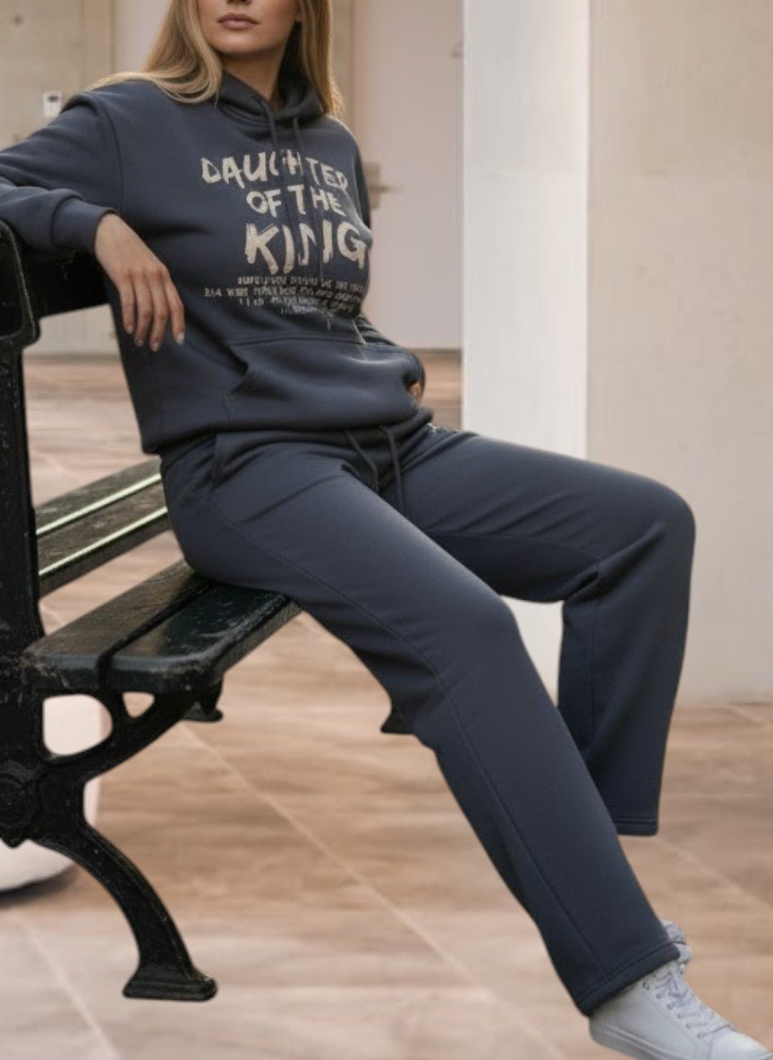 Ladies Grey Fleece Tracksuit Set - Daughter Of A King - StylePhase SA