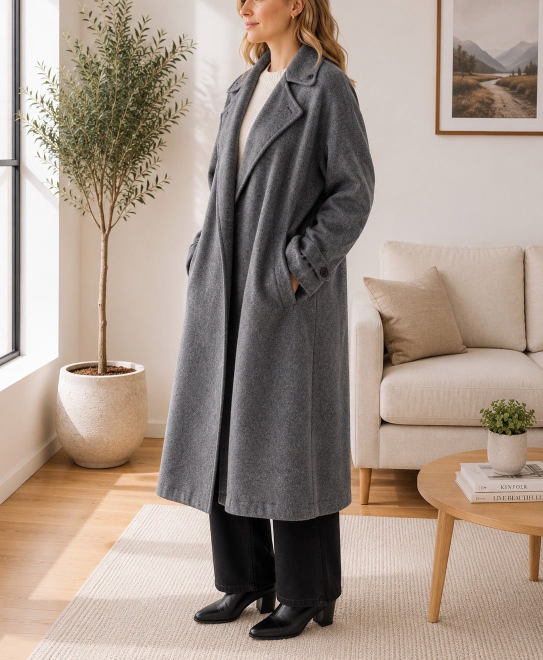 Ladies Grey Heavy Weight Grey Melton Coat - StylePhase SA