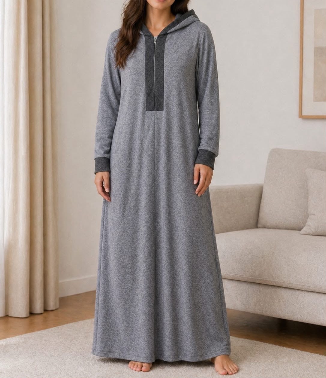 Ladies Grey Hooded Gown - StylePhase SA