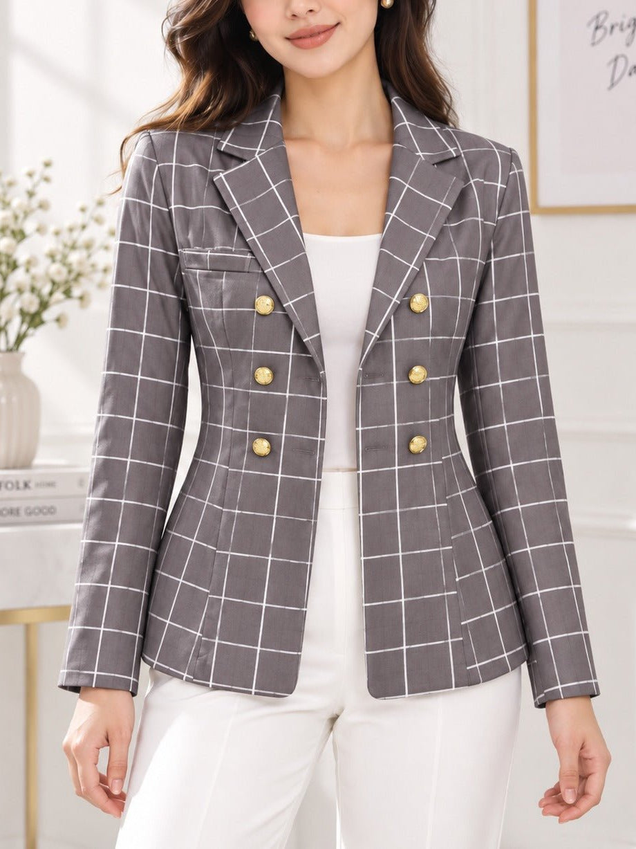 Ladies Grey Plaid Blazer - StylePhase SA