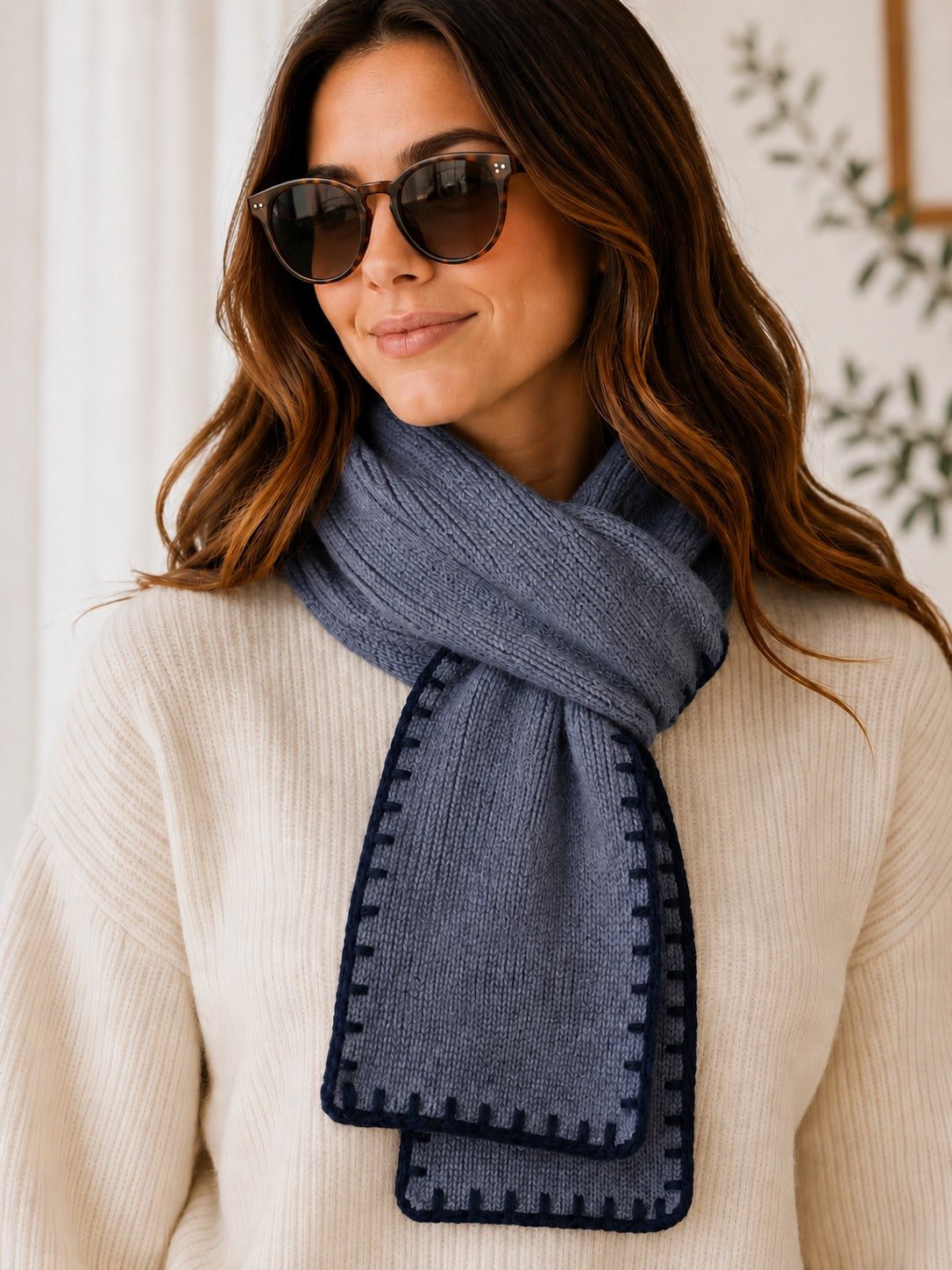 Ladies Grey Whipstitch Scarf - StylePhase SA