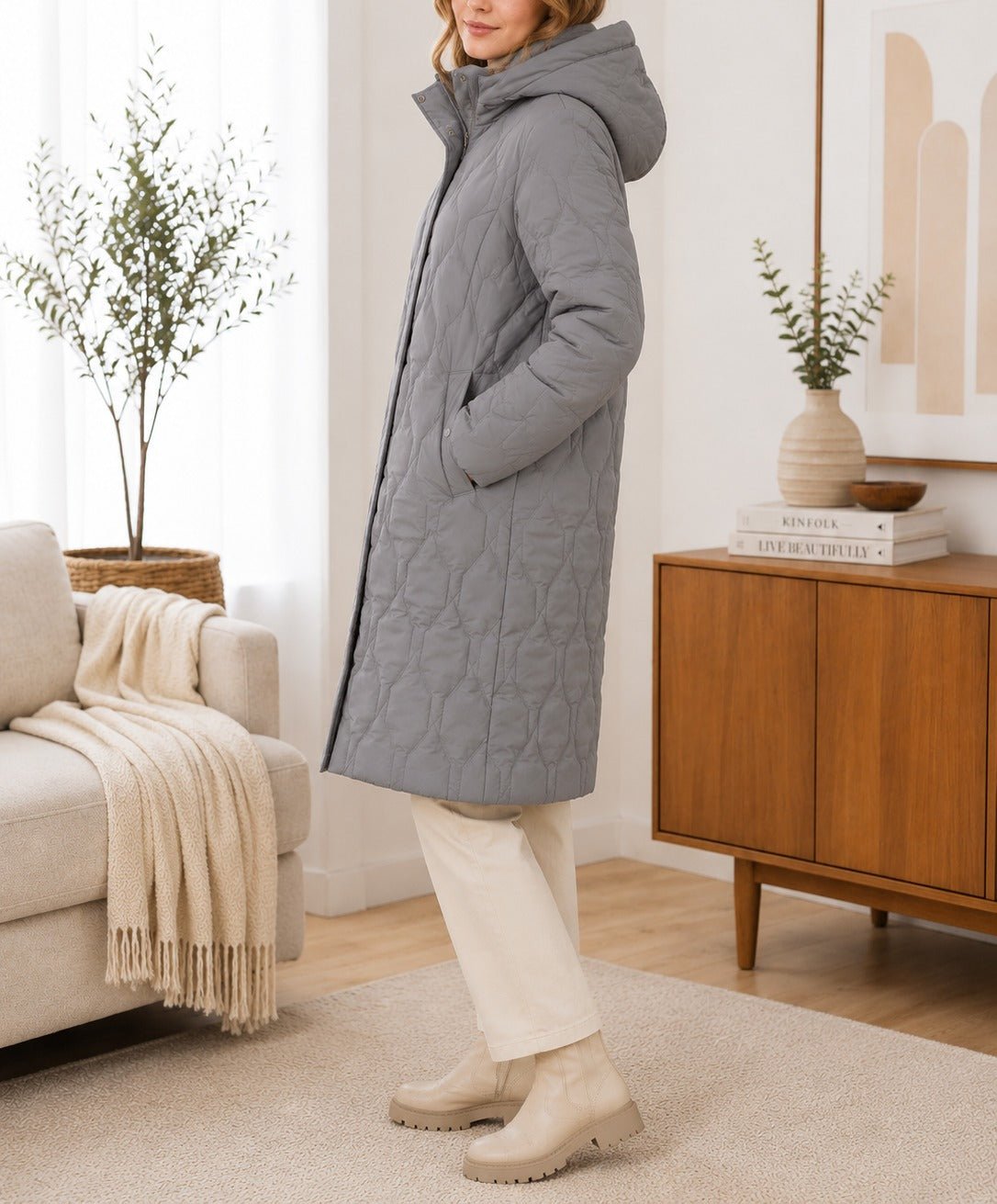 Ladies Grey Zip Puffer Jacket - StylePhase SA