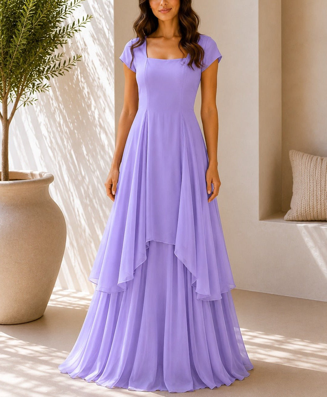 Ladies Lavender Layered Maxi Dress - StylePhase SA
