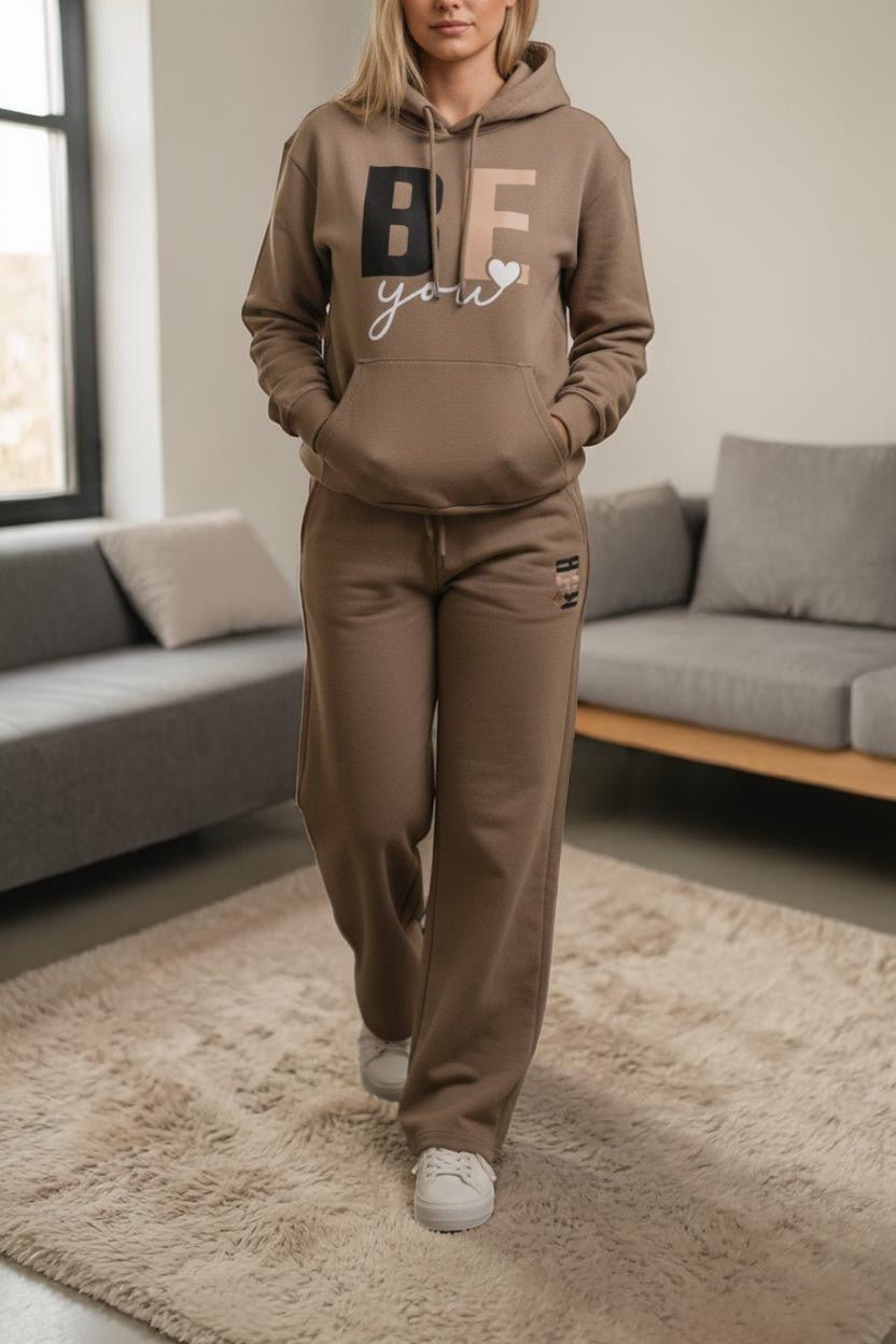 Ladies Light Brown Fleece Tracksuit Set - Be You - StylePhase SA