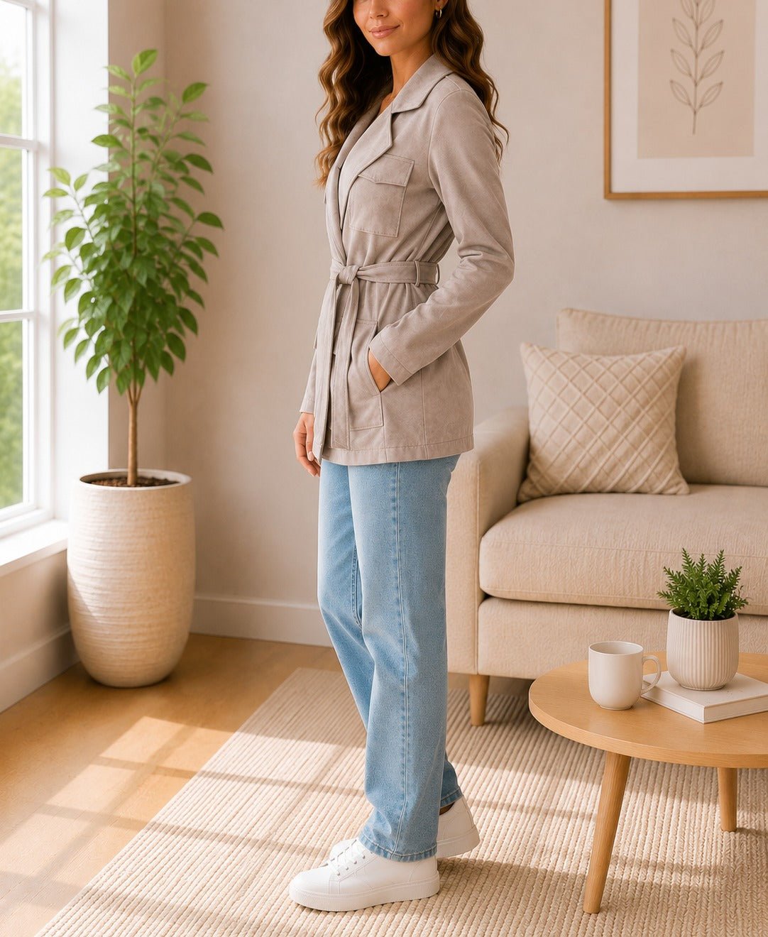 Ladies Light brown Self Tie Jacket - StylePhase SA