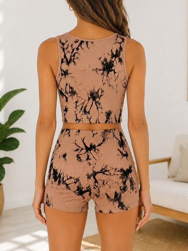 Ladies Light Brown Tie Dye Active Wear Set - StylePhase SA