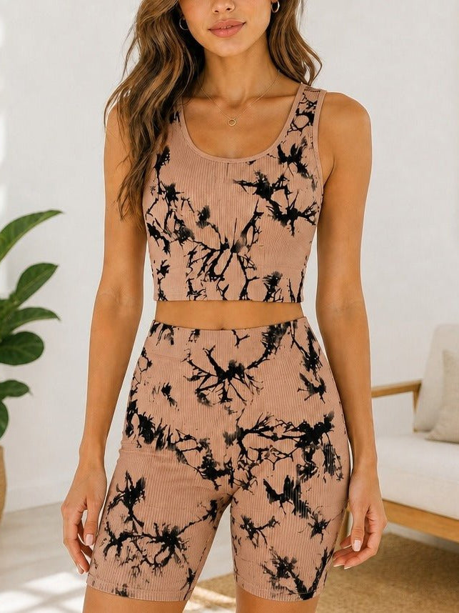 Ladies Light Brown Tie Dye Active Wear Set - StylePhase SA