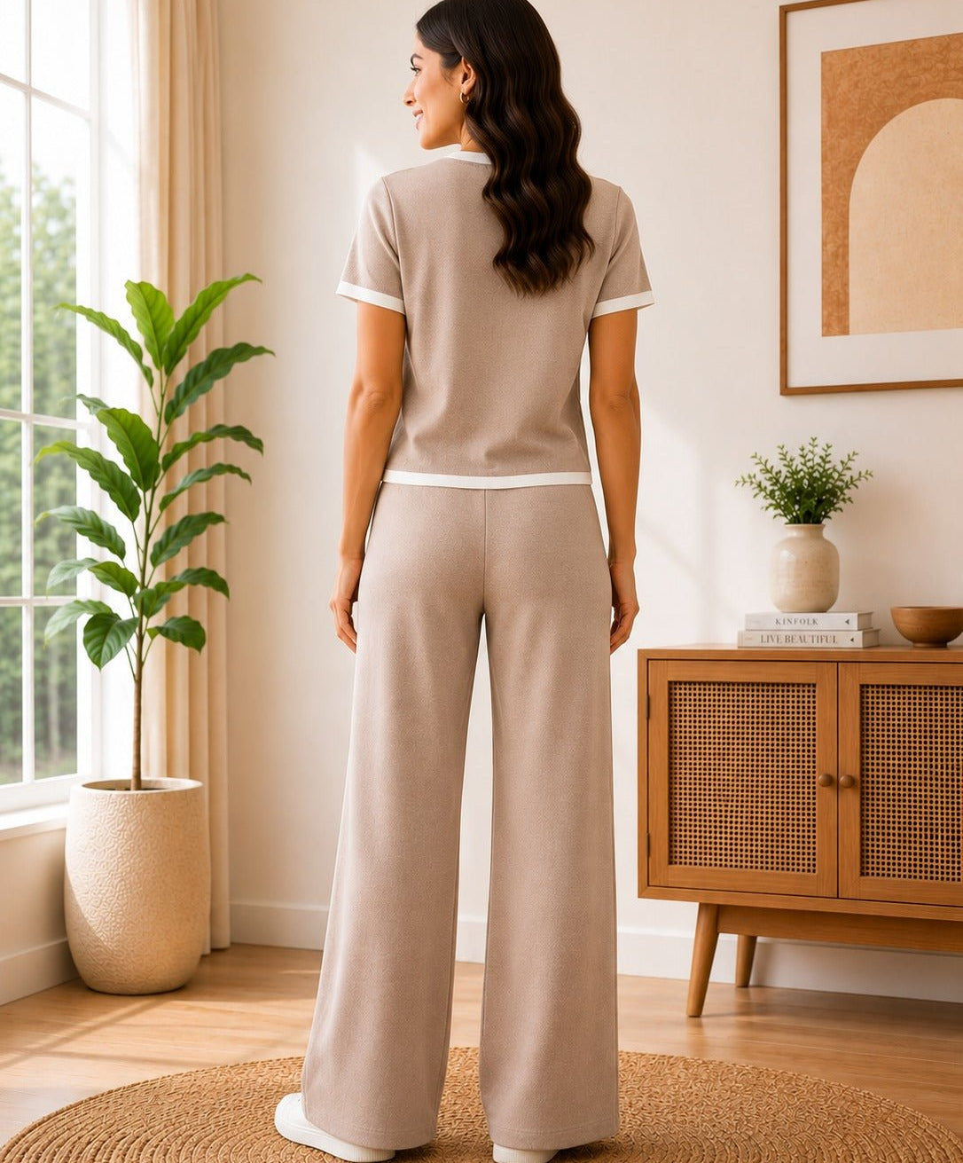 Ladies Light Brown Two-Piece Set- New Feeling - StylePhase SA