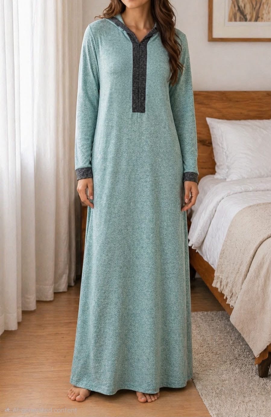 Ladies Light Green Hooded Gown - StylePhase SA