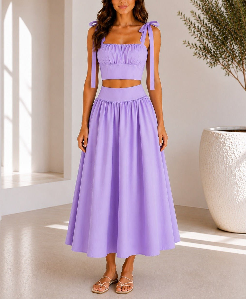 Ladies Lilac Maxi Two-Piece Set - StylePhase SA