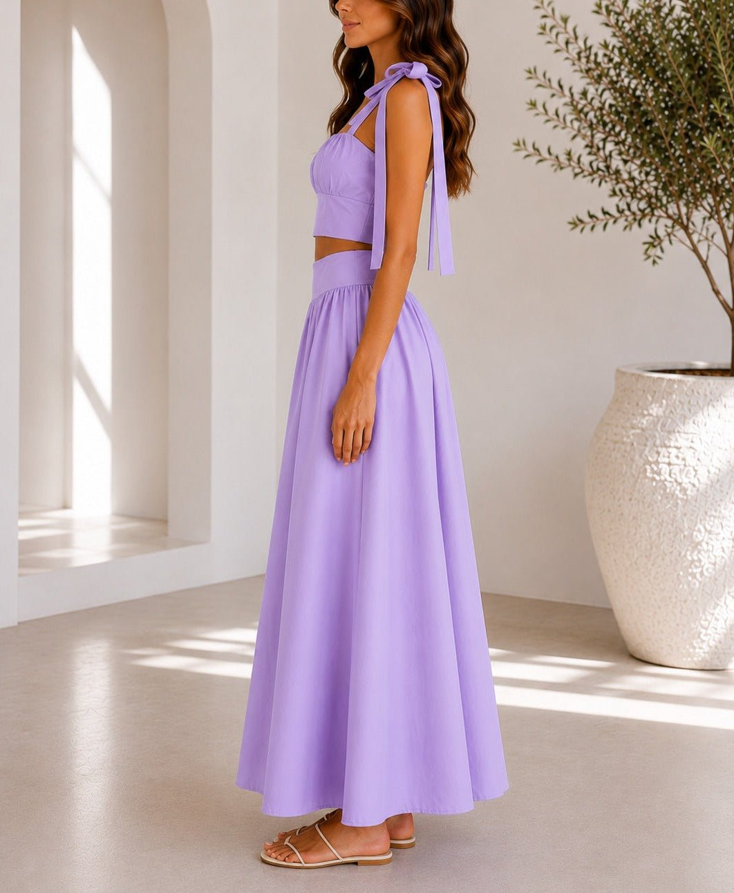 Ladies Lilac Maxi Two-Piece Set - StylePhase SA