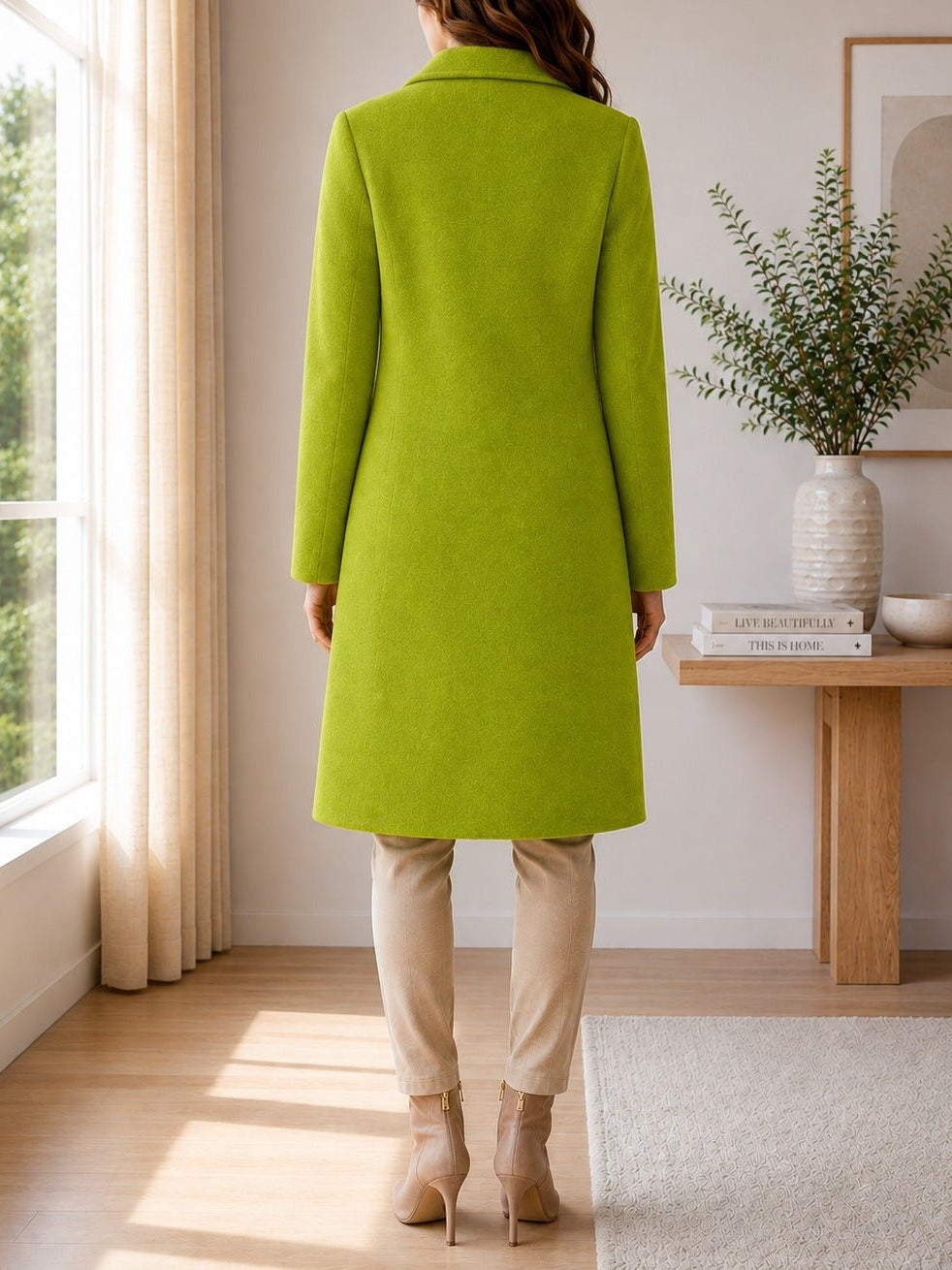 Ladies Lime 3 Button Melton Coat - StylePhase SA
