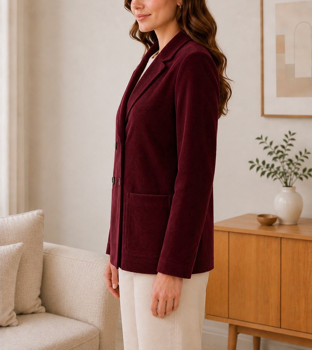 Ladies Maroon Corduroy Jacket - StylePhase SA