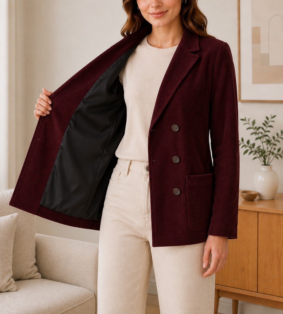 Ladies Maroon Corduroy Jacket - StylePhase SA
