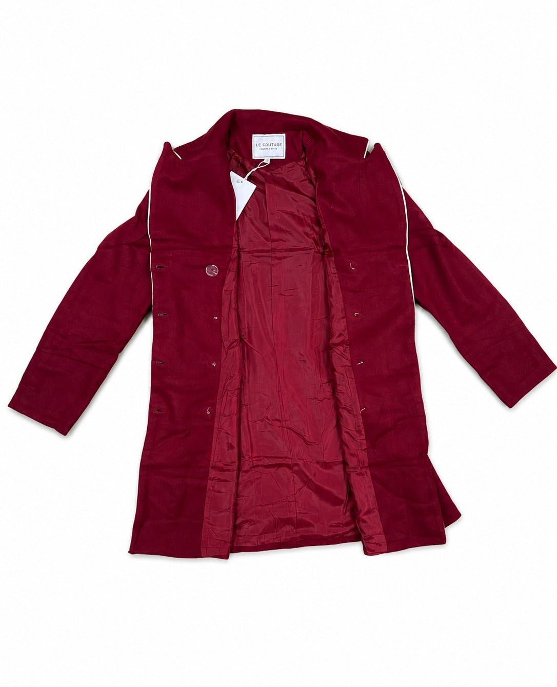 Ladies Maroon Double-Breasted Tailored Longline Coat - StylePhase SA