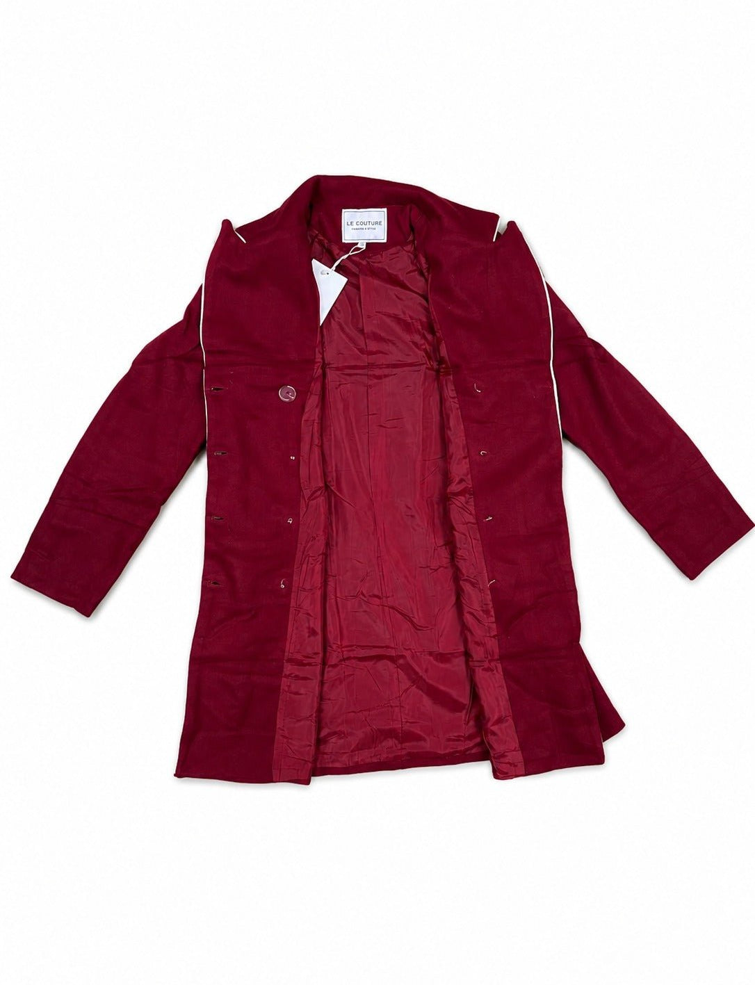 Ladies Maroon Double-Breasted Tailored Longline Coat - StylePhase SA