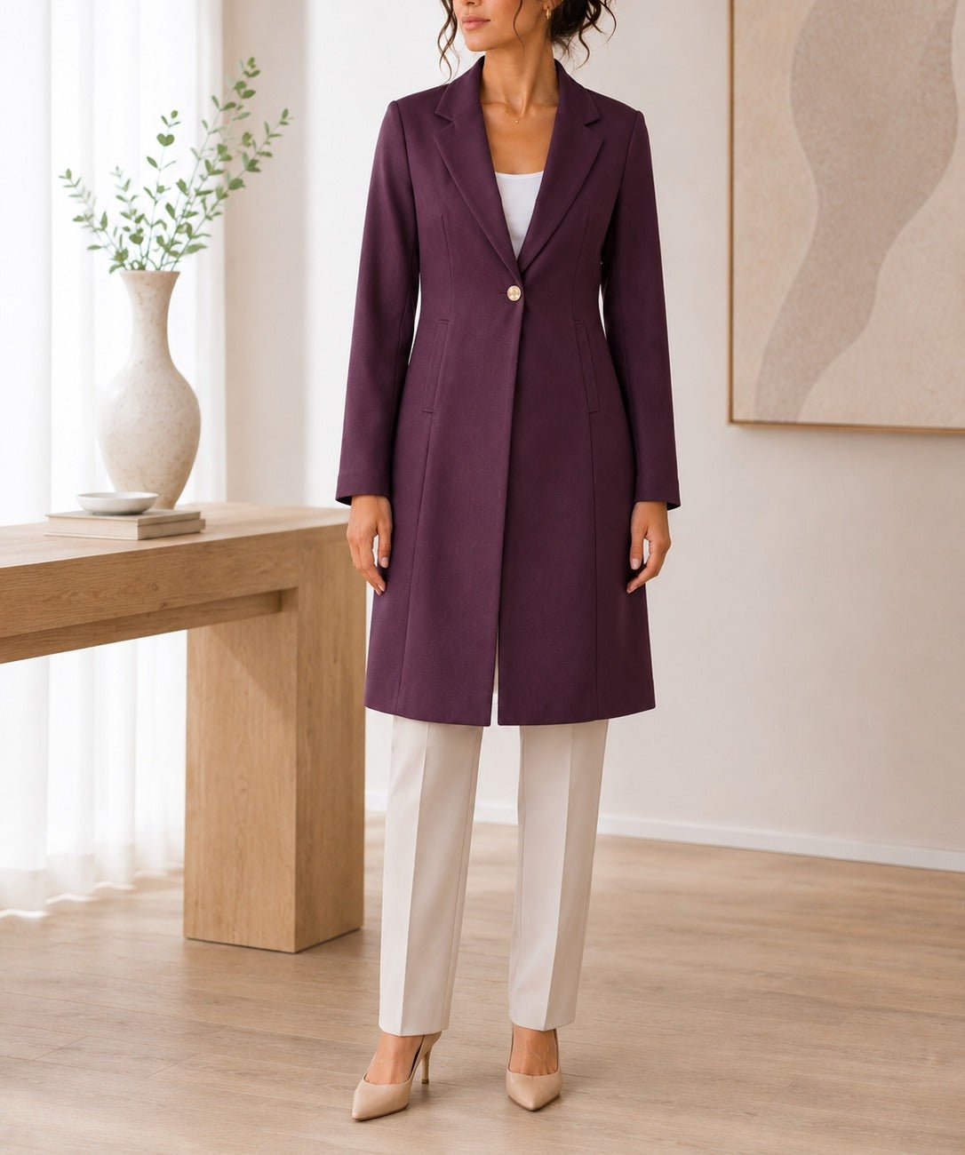 Ladies Maroon Melton Open Coat - StylePhase SA