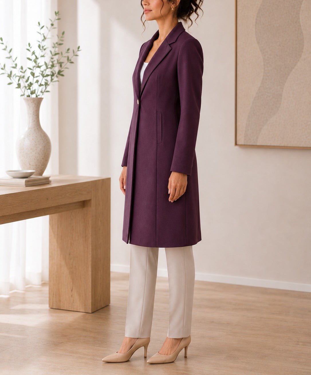 Ladies Maroon Melton Open Coat - StylePhase SA