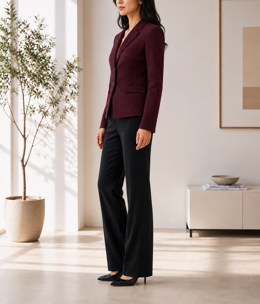 Ladies Maroon Slim Fit Blazer Coat - StylePhase SA