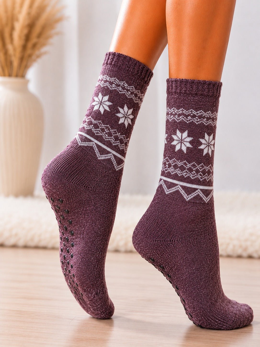 Ladies Maroon Thermal Long Socks - StylePhase SA