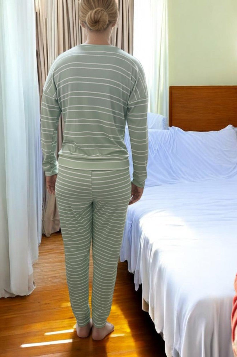 Ladies Mint Stripe Pj Set - StylePhase SA