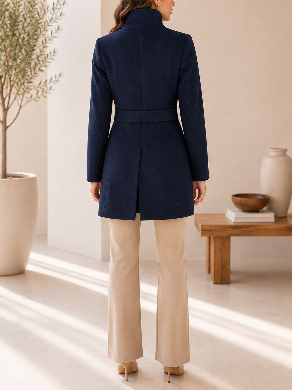 Ladies Navy Double Breast Peacoat Blazer - StylePhase SA