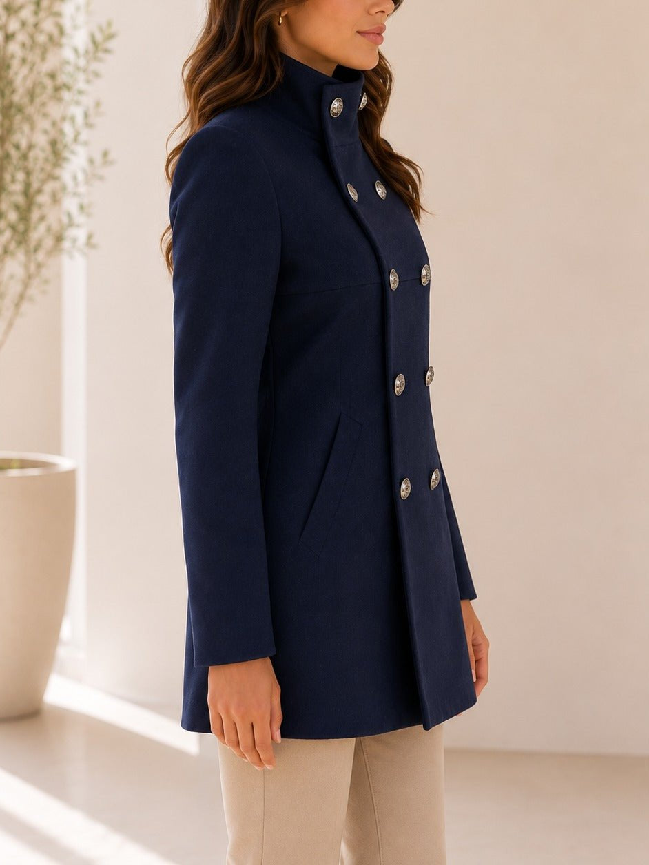 Ladies Navy Double Breast Peacoat Blazer - StylePhase SA
