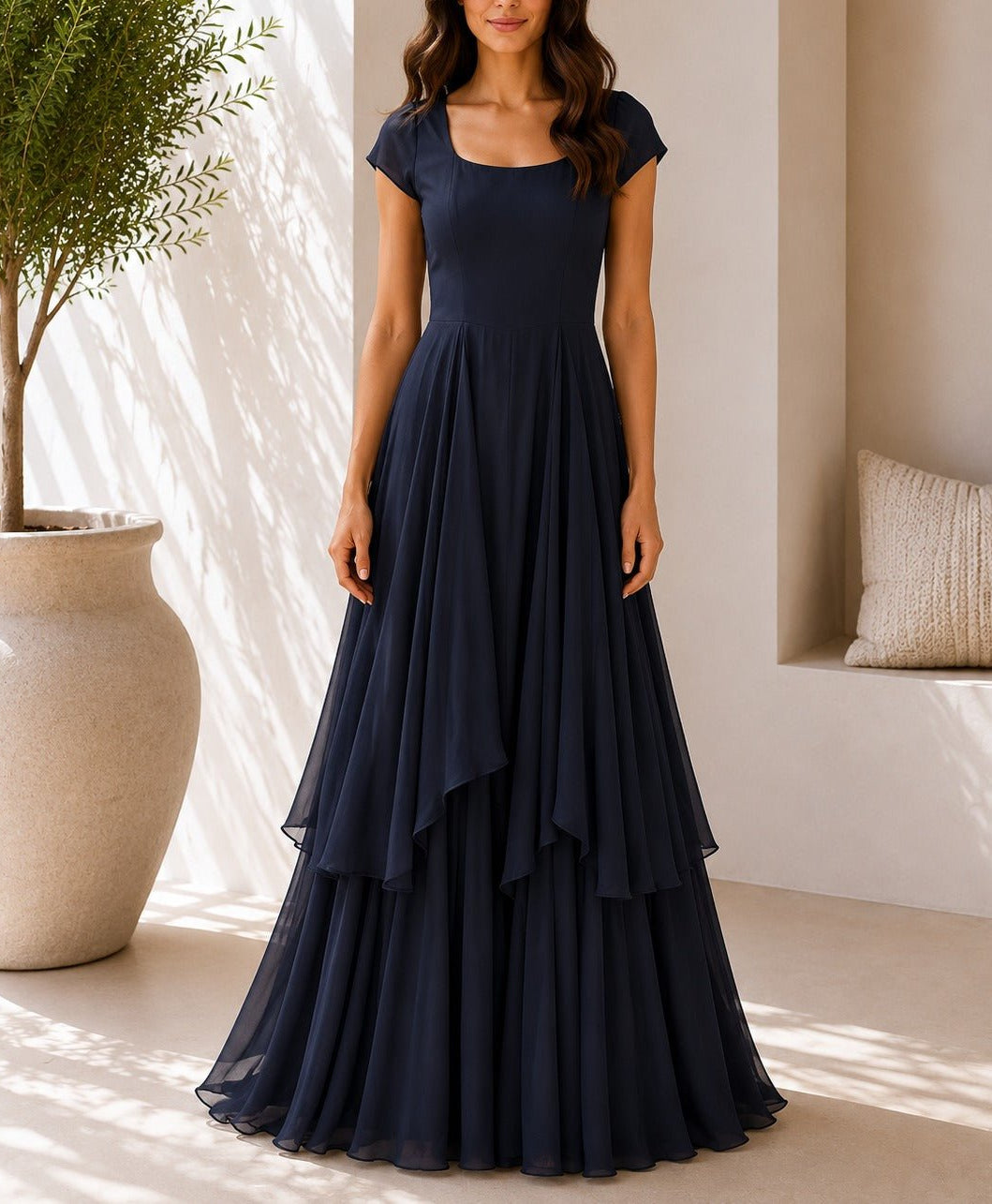 Ladies Navy Layered Maxi Dress - StylePhase SA
