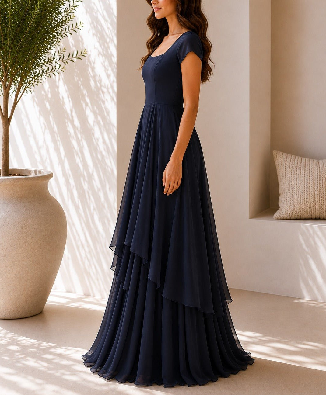 Ladies Navy Layered Maxi Dress - StylePhase SA