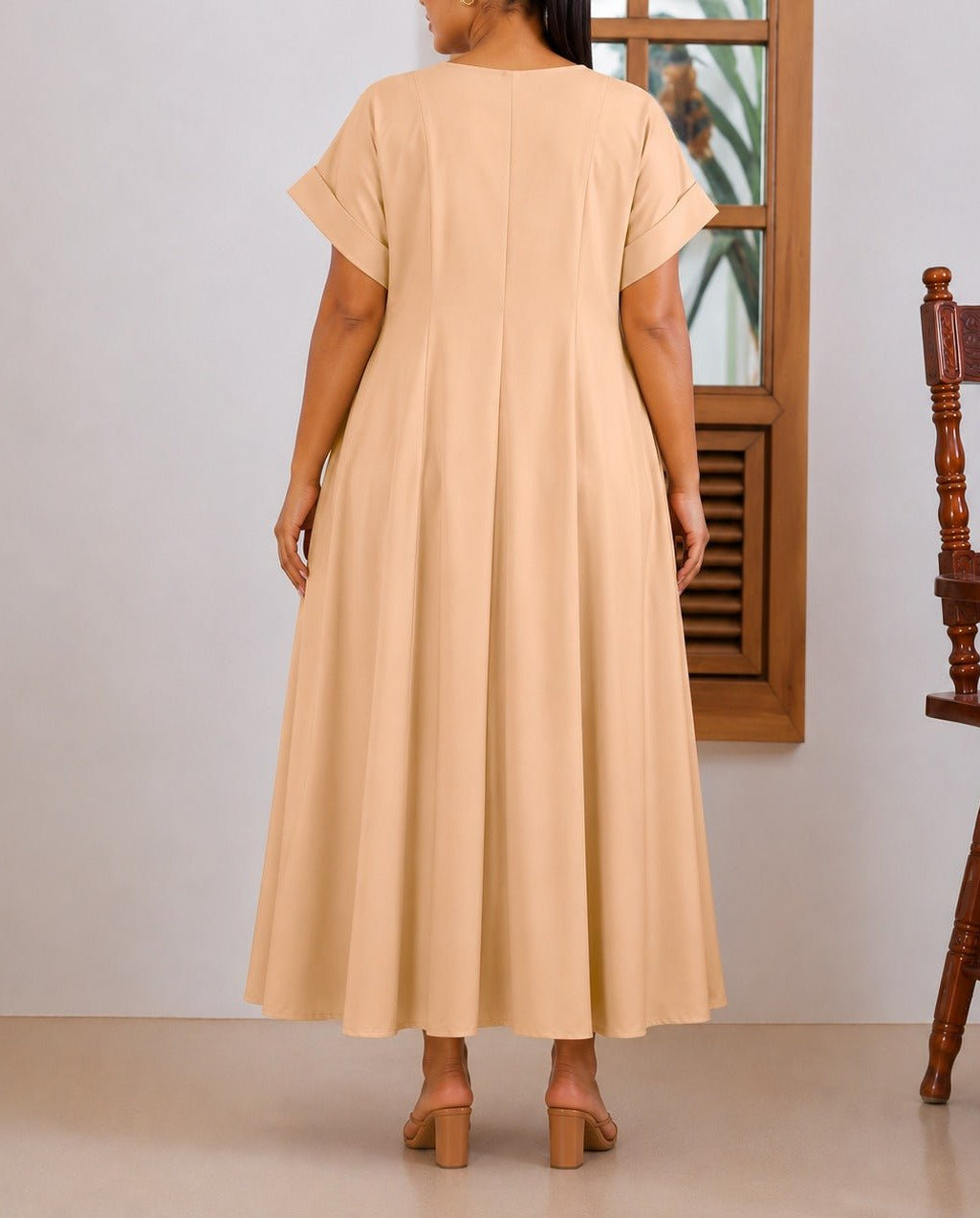 Ladies New feeling Beige Pleated Dress - StylePhase SA