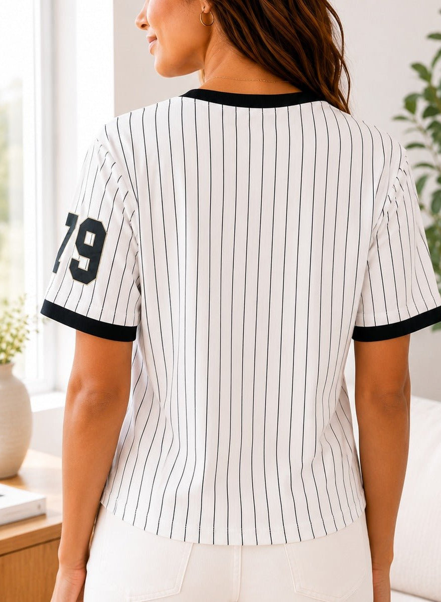 Ladies New Feeling Black Baseball Sweater - StylePhase SA