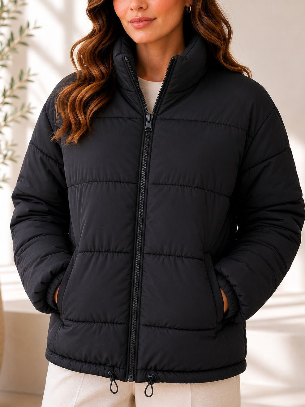 Ladies New Feeling Black Puffer Jacket - StylePhase SA