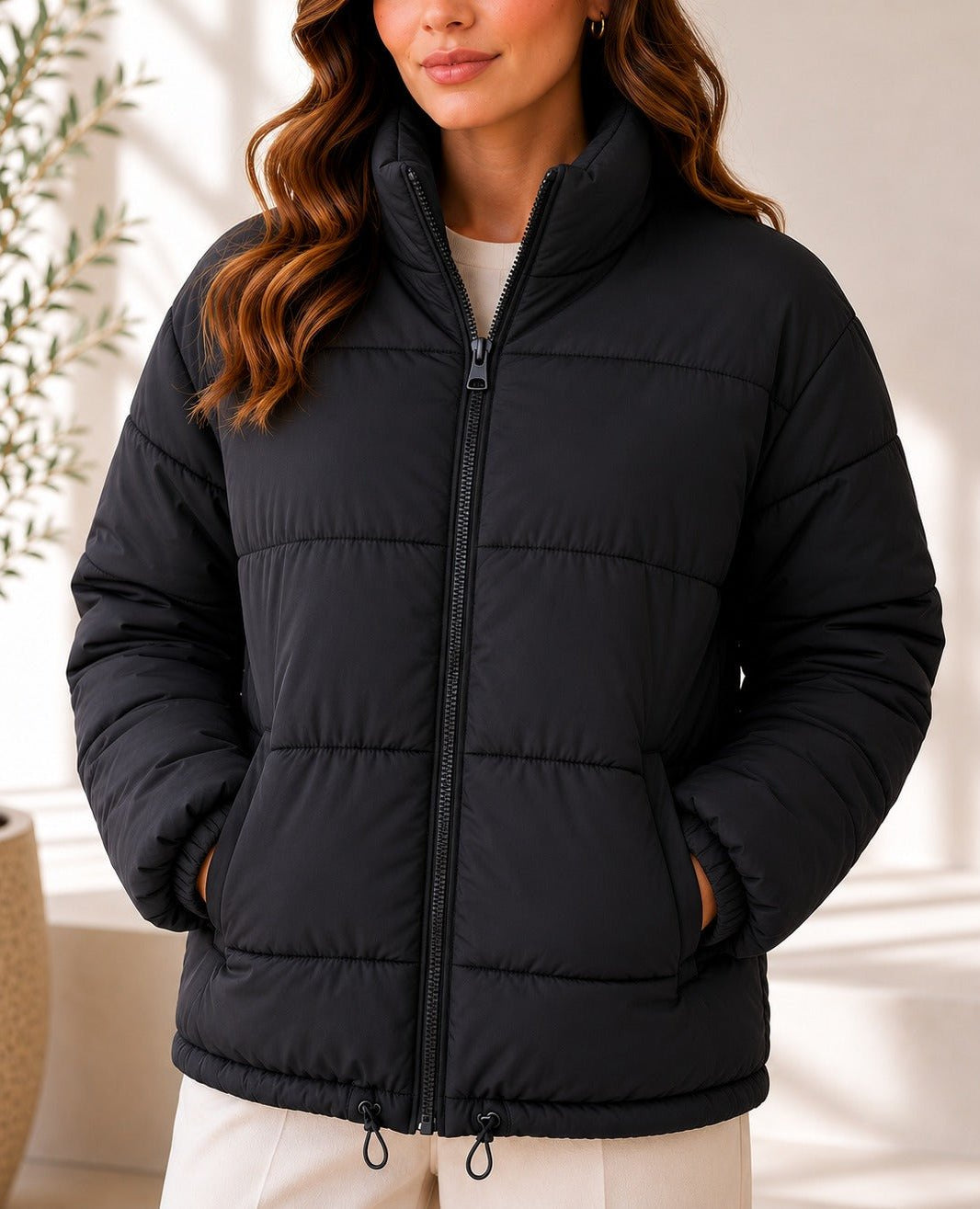Ladies New Feeling Black Puffer Jacket - StylePhase SA