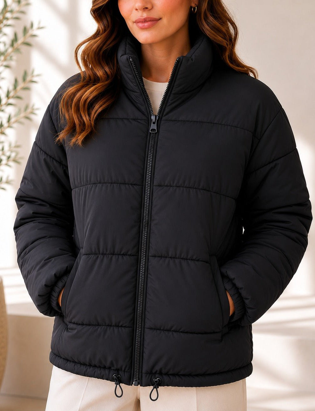Ladies New Feeling Black Puffer Jacket - StylePhase SA