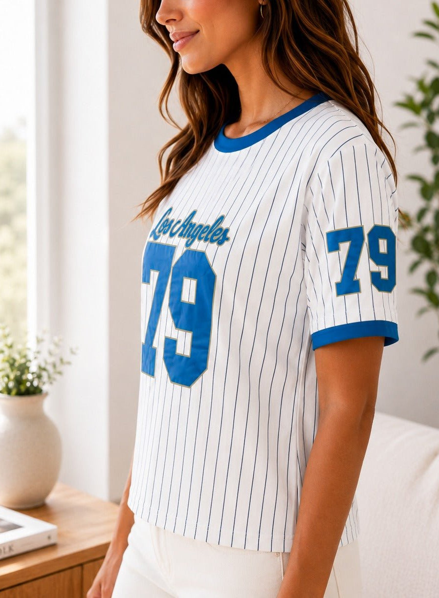 Ladies New Feeling Blue Baseball Sweater - StylePhase SA