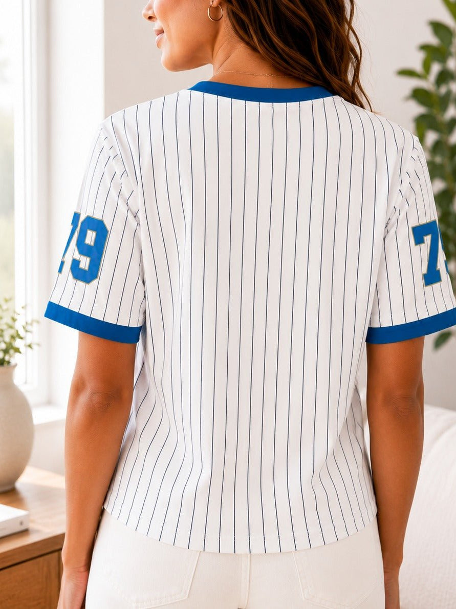 Ladies New Feeling Blue Baseball Sweater - StylePhase SA